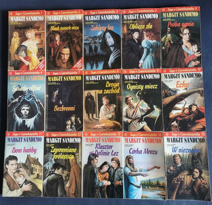Margit Sandemo Saga o Czarnoksiężniku tom 1-15 komplet