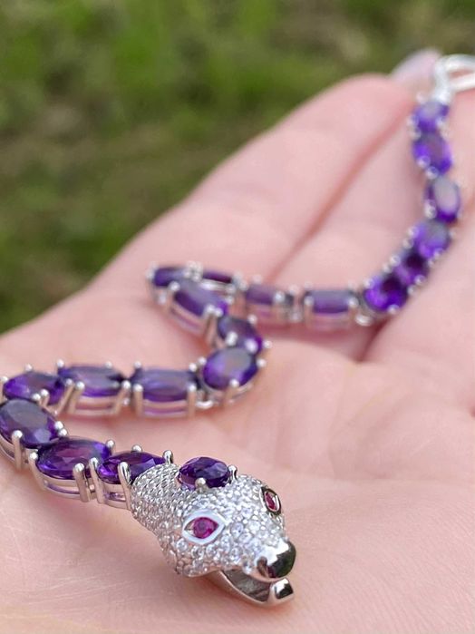 Srebrna bransoletka z naturalnym Ametystem!!!