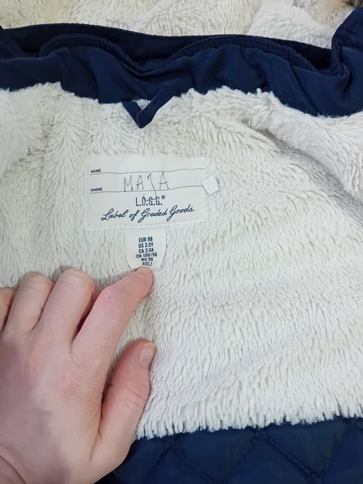 Piękna granatowa zimowa kurtka rozm.98 H&M.