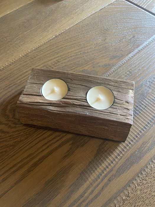 Drewniany świecznik Handmade