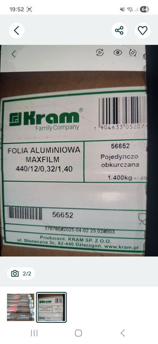 Folia aluminiowa spożywcza  gastronomiczna 1.4