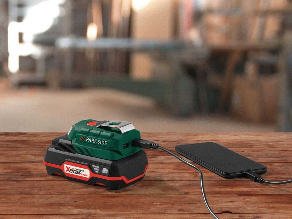 Аккумуляторный фонарик для батареи Parkside 20 В Адаптер USB Powerbank