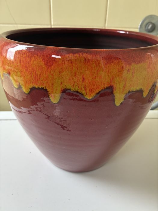 Vaso Encarnado Vidrado Novo