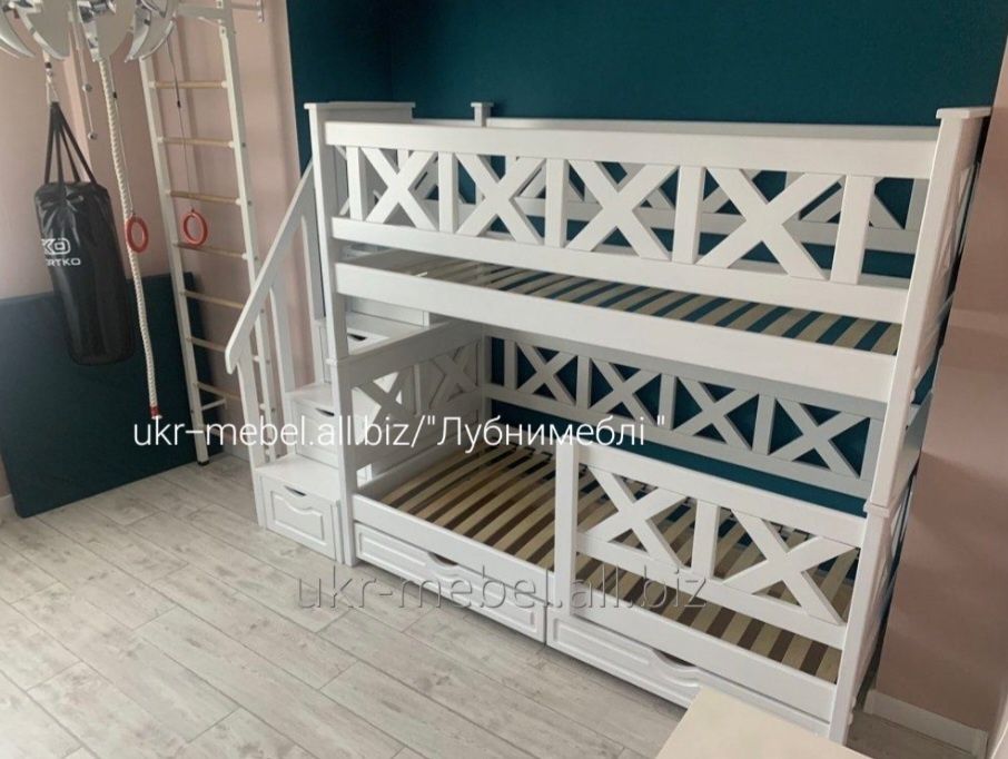 Кровать двухъярусная 'Оскар",ліжко двоповерхове дерев'яне