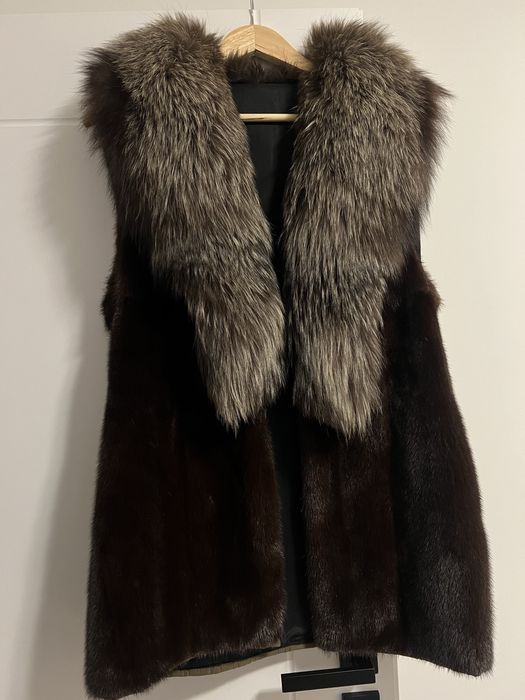 Kamizelka futrzana z norek,kołnierzyk z lisa