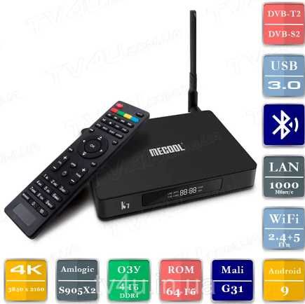 Mecool K7 DVB S2+T2/C 4/64 Гб Smart TV Box- ТВ приставка