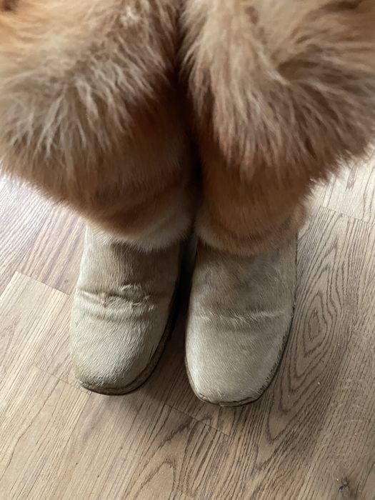 Buty zimowe z lisa lis naturalny roz 41 kozaki