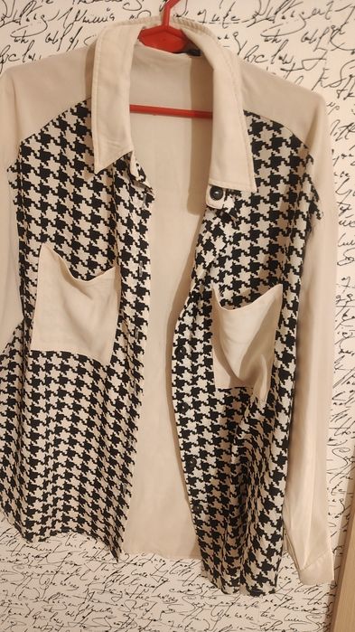 Koszula XXL pepitka elegancka beż