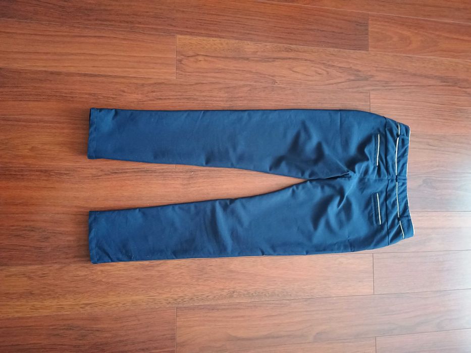 wizytowe spodnie Freesia Collection 38, złota lamówka, do biura