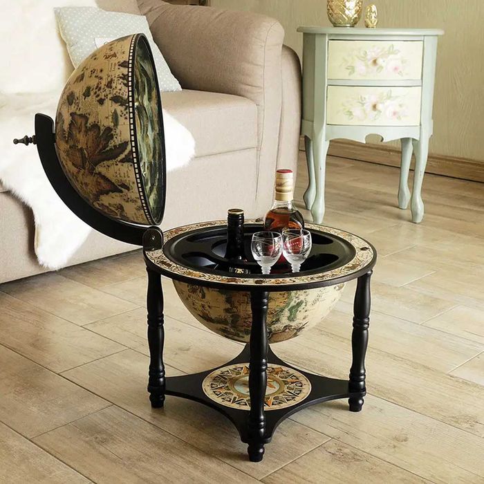 Глобус бар на підлогу карта світу на 4-х ніжках | Діаметр сфери 33 см