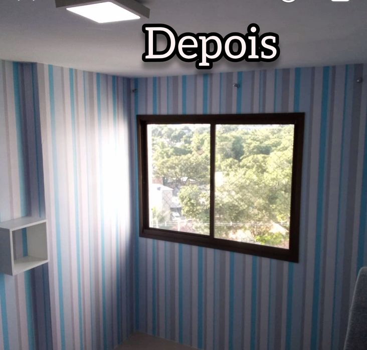 Papel de parede, eletricista e pintor