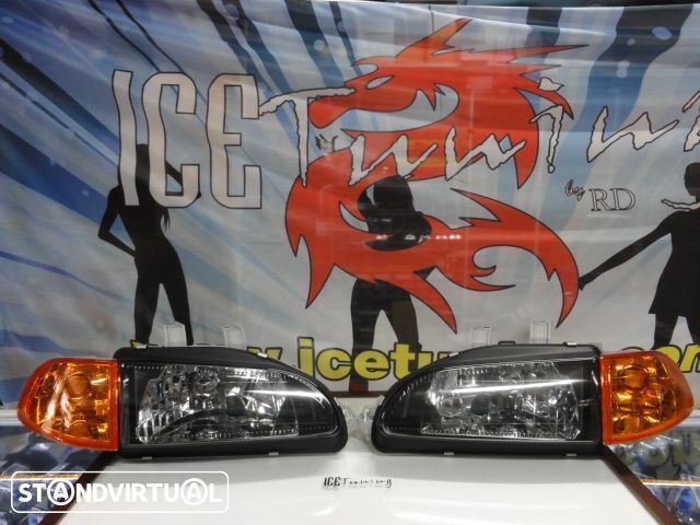 Farois frontais Honda civic 92-95 4 portas EG8, EG9, EH8, EH9 euro look  Fundo + piscas frontais