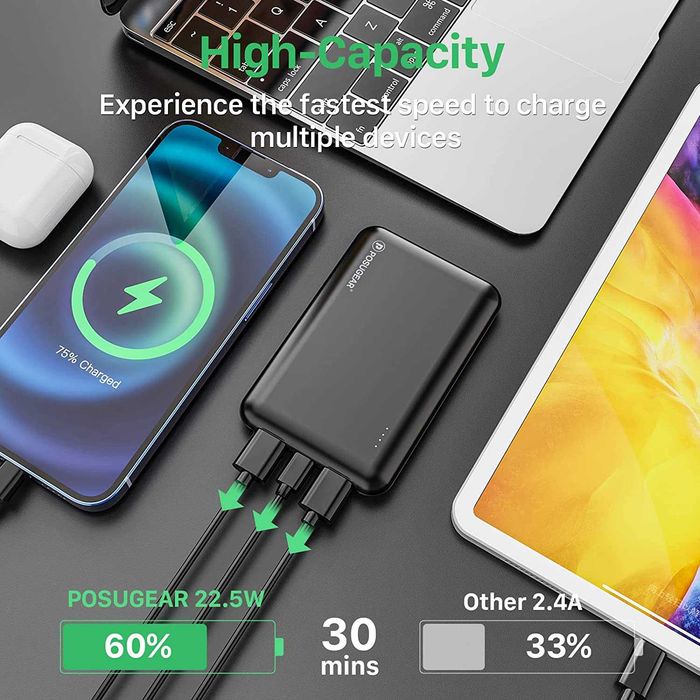 Mini Power Bank carregamento rápido, novo