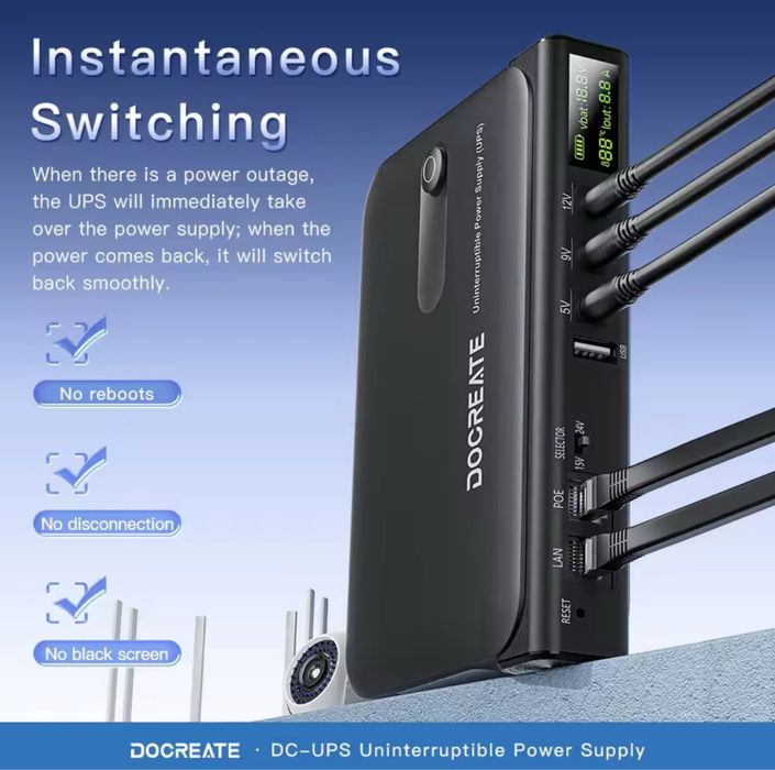 ДБЖ для роутера( UPS).  безперебійник до Wi-Fi, DOCREATE 36W