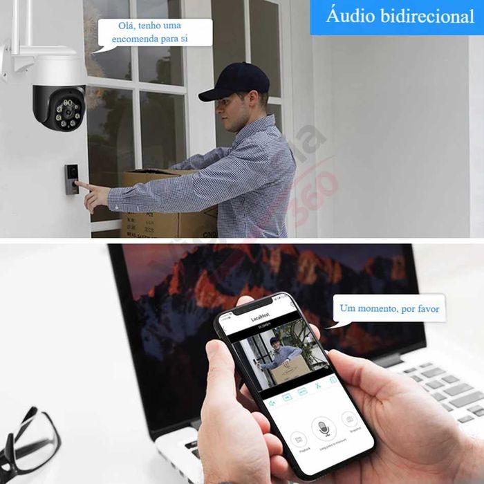 Câmara WiFi PTZ FullHD Zoom 5X Visão Noturna a Cores IP66 ONVIF -NOVA