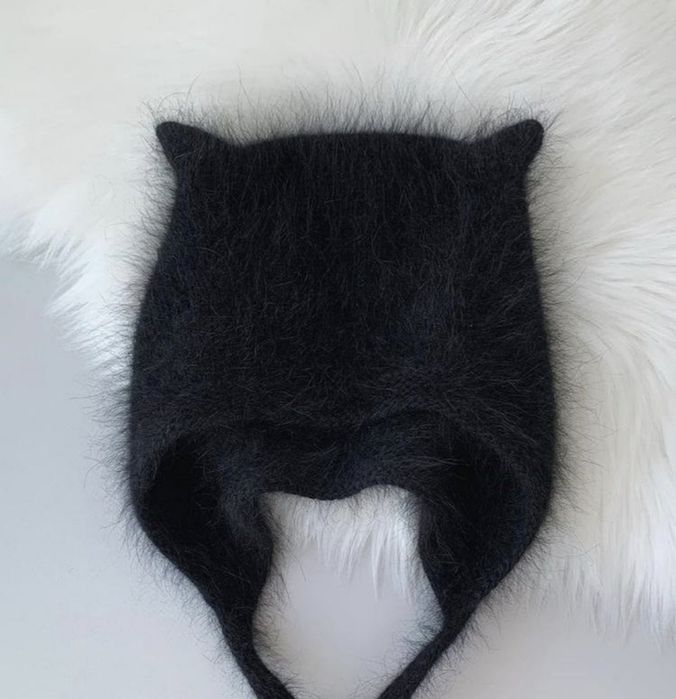 Коточепчик   з пуха норки/чепчик з вушками /