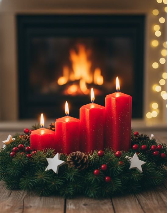 Свічки червоні з блиском зірочками