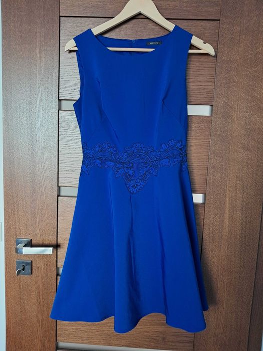 Elegancka granatowa sukienka, rozmiar 36, Orsay
