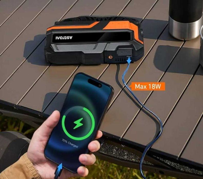 POWERBANK BOOSTER jump starter ze sprężarką powietrza latarka 6000A