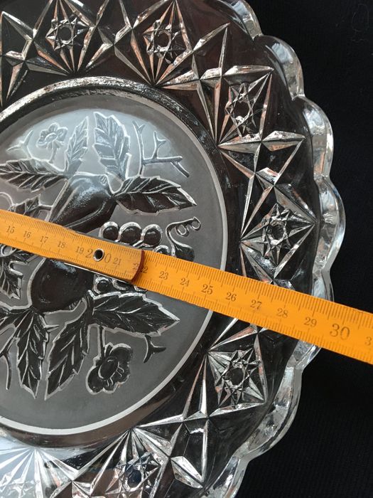 Patera na owoce, szkło , vintage, śr 30 cm