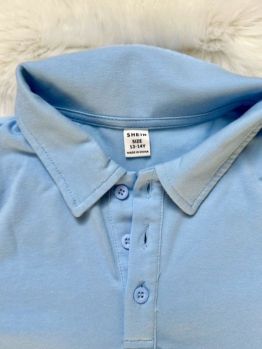 Koszulka polo bawełna wiskoza baby blue niebieska S