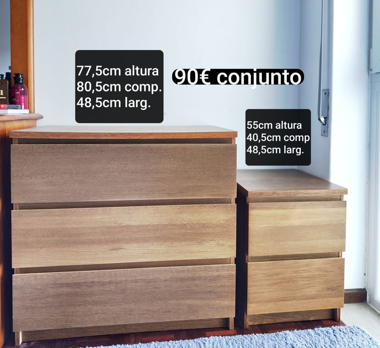 Conjunto comoda + mesa cabeceira