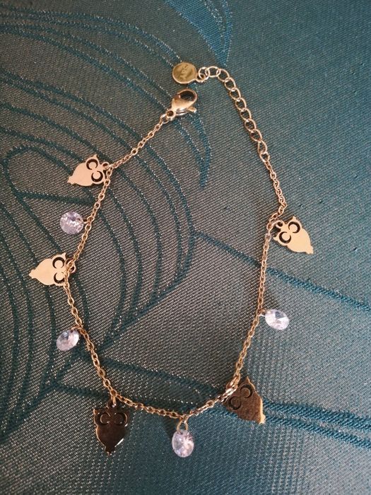 Bransoletka z wisiorkami (sowy i cyrkonie)