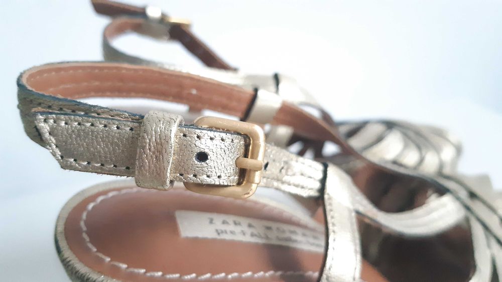 złote buty sandałki na szpilce wysoki obcas złoto ZARA 37