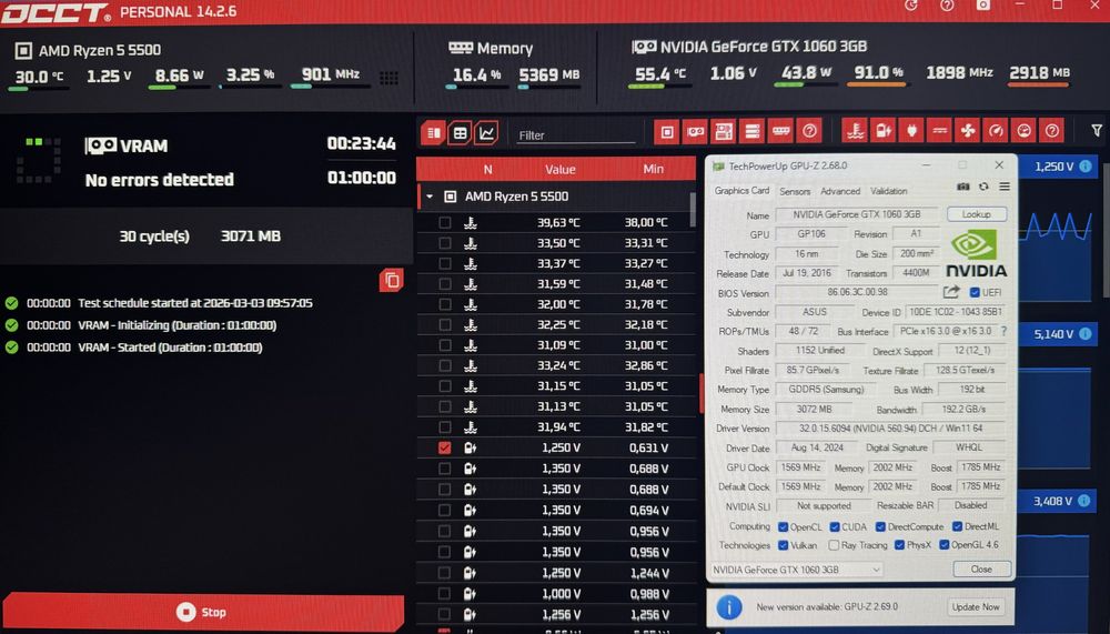ASUS Dual GTX1060 3Gb, протестована, тиха, холодна, гарний стан.