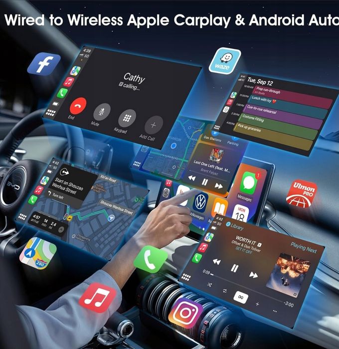 Z1 CRYSTAL Bezprzewodowy adapter Carplay 2w1 Android Auto, iOS 10+