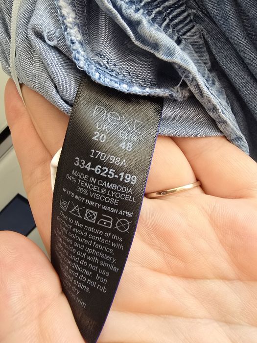 Spódnica maxi letnia jeansowa wiskoza przewiewna z falbaną plus size
