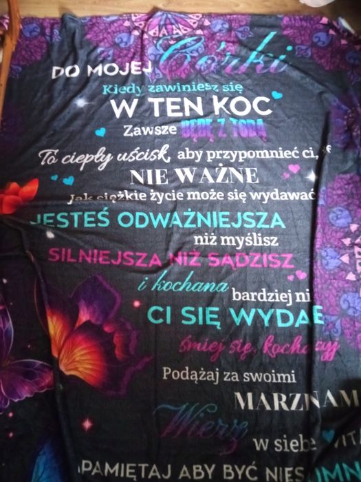 piękny wielki koc list dla