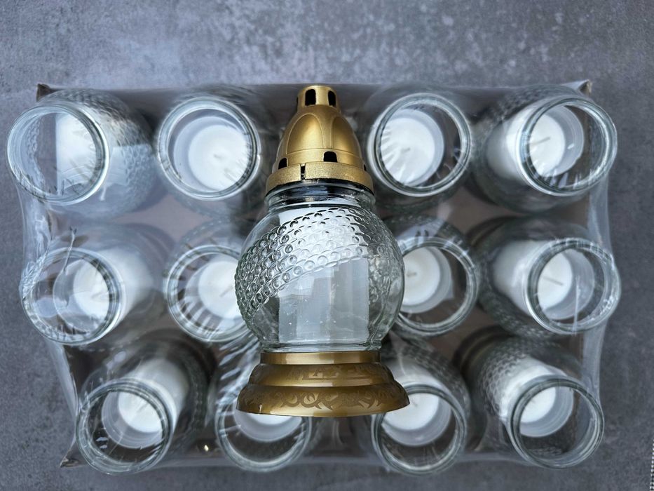 Znicze z wkładami w komplecie - 2 paczki / 24 sztuki