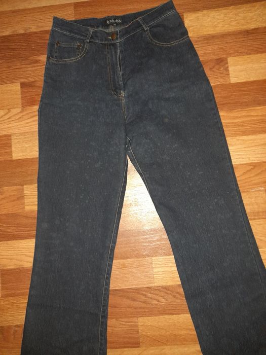 Джинсы синие высокая посадка широкие клеш кюлоты трубы плаццо