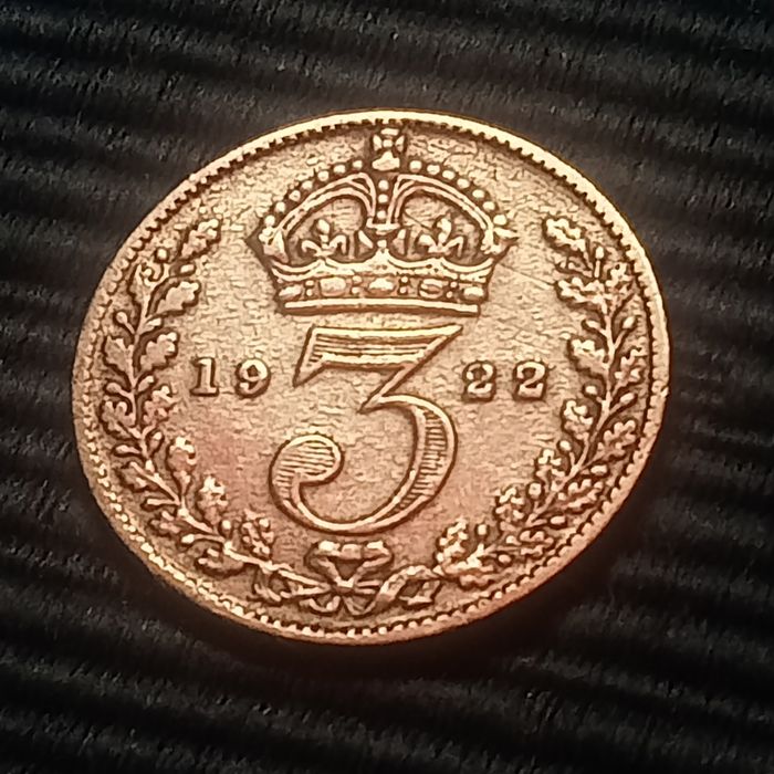 moeda prata reino  unido 3 pence 1922