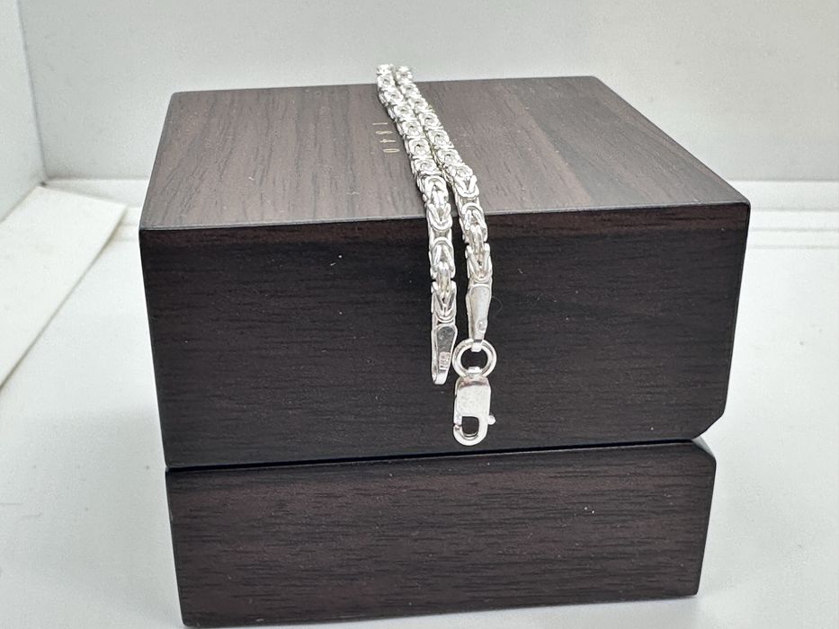 Srebrny łańcuszek splot królewski 50cm
