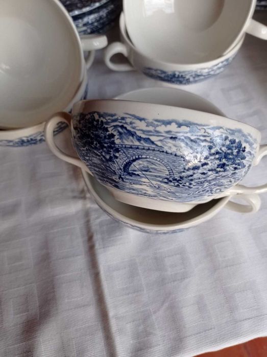 Tigelas de consomé Bridge Scenes - Crow Ducal