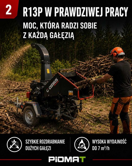 Cedrus R13P Rębak 13 cm podajnik hydrauliczny homologacja