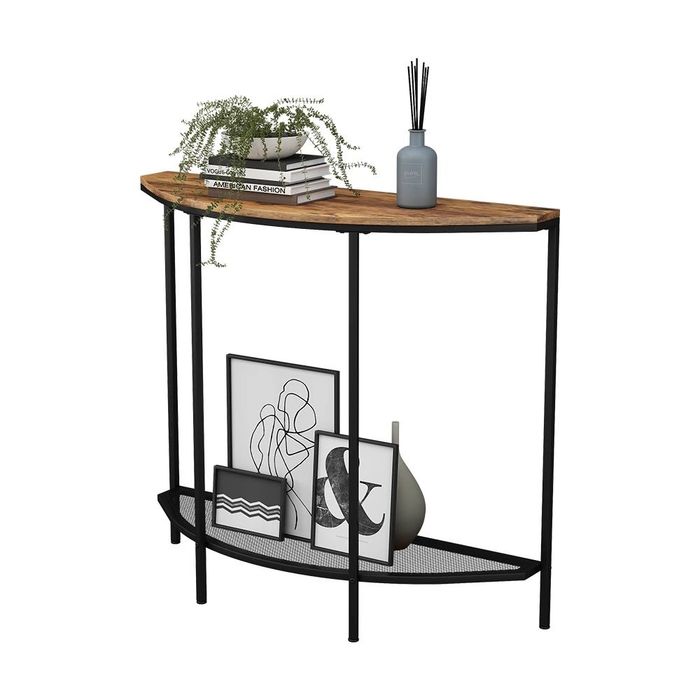 Stolik konsolowy Vicco Fyrk 92 × 81,5 cm – rustykalny dąb / czarny
