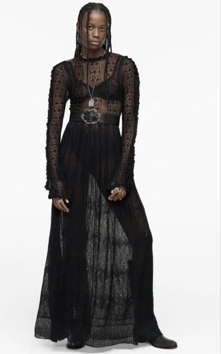 Czarna ażurowa sukienka Zara