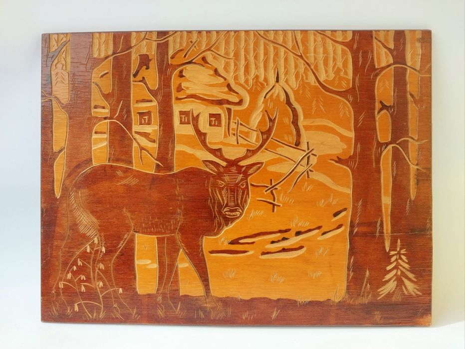 Картина 40/30/0,5см панно настенная резьбление резьба по дереву плакет