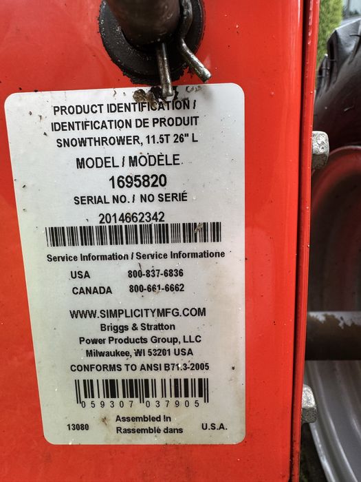 Odsniezarka Simplisity 1226 l silnik b&g 12 koni