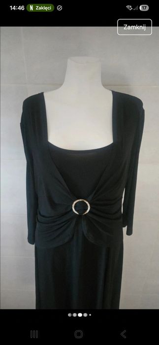 Sukienka s l fashion czarna klamra cekiny xl