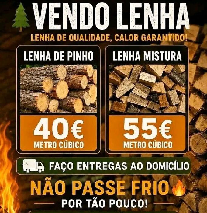 Vendo lenha seca metro cúbico pinho 40€ mistura 55€ faça a sua encomenda