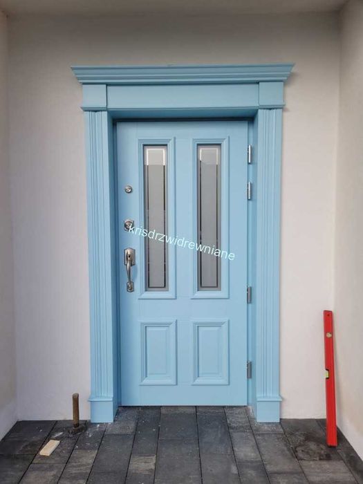 Drzwi zewnętrzne drewniane KRIS Amerykańskie schlage na wymiar Polska