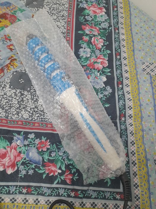 Enrolador de cabelo azul e branco, nova