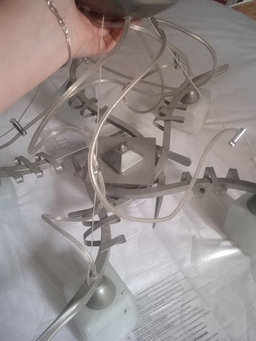 Żyrandol chrom z pięcioma kloszami
