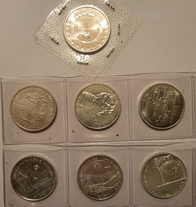lote de 8 moedas comemorativas portugal INCM-PRATA-NOVAS EM ALVEOLO