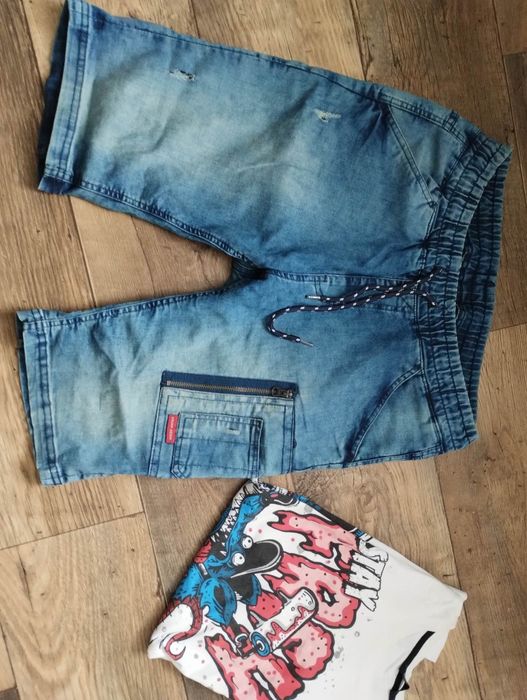 Croop spodnie bojówki jeansowe L/XL (32)