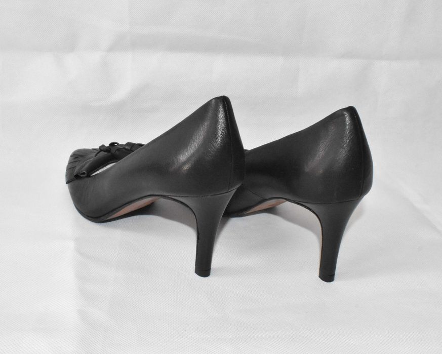 PacoGil szpilki skórzane czarne 38,5 eleganckie 7,5cm